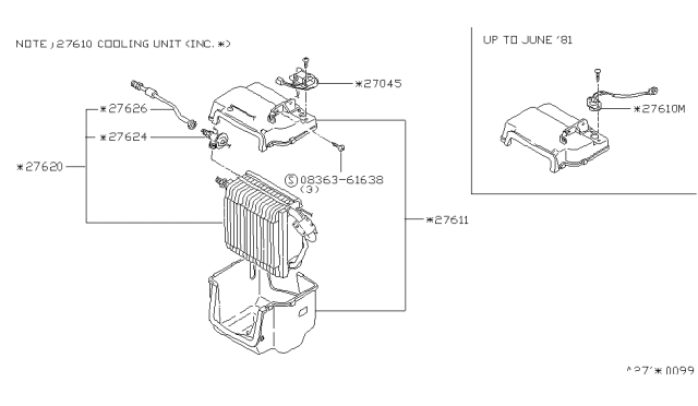 1982 Nissan Datsun 810 Cooling Unit Diagram for 27270-N9600