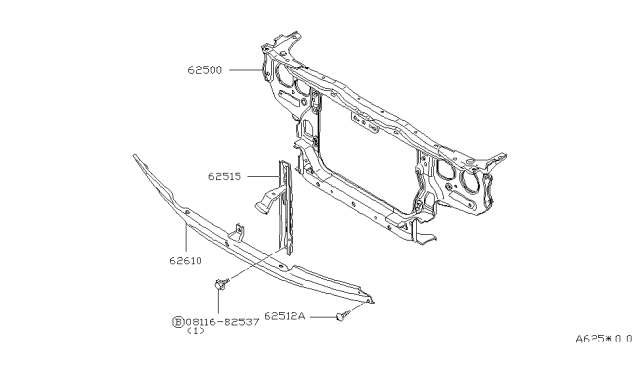 1980 Nissan Datsun 810 Front Apron & Radiator Core Support Diagram