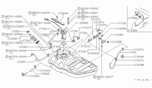 1982 Nissan Datsun 810 Fuel Gauge Sender Unit Diagram for 17270-W3002