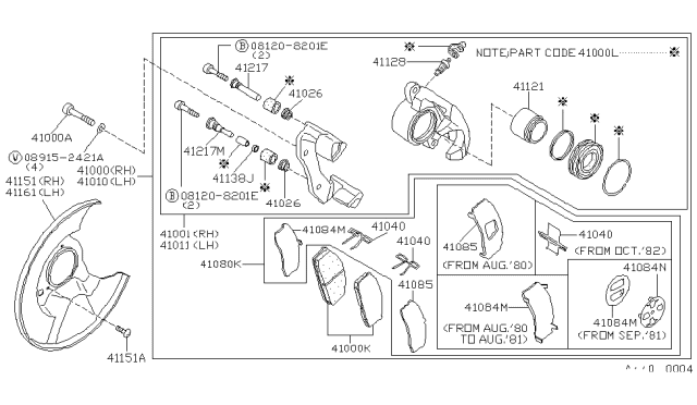1982 Nissan Datsun 810 Piston Diagram for 41121-W1200