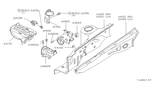 1984 Nissan Datsun 810 Hood Ledge & Fitting Diagram
