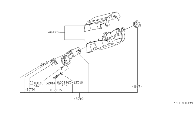 1980 Nissan Datsun 810 Cover Steer Blu Diagram for 48470-W2102