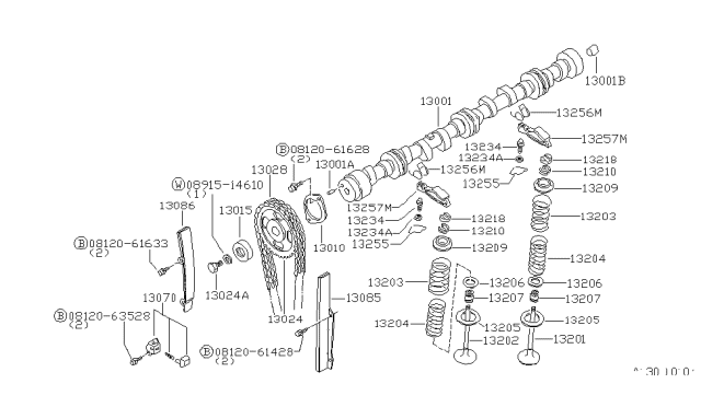 1984 Nissan Datsun 810 Camshaft & Valve Mechanism Diagram 1