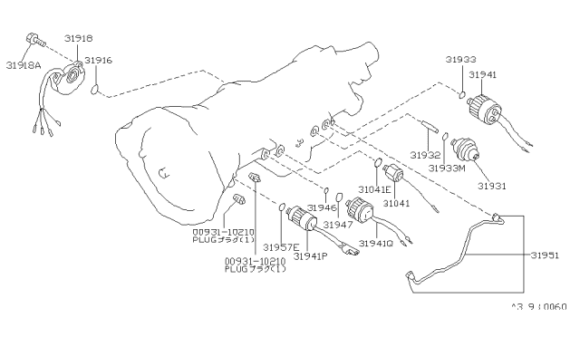 1982 Nissan Datsun 810 Over Drive-Indicator Diagram for 31041-X8600