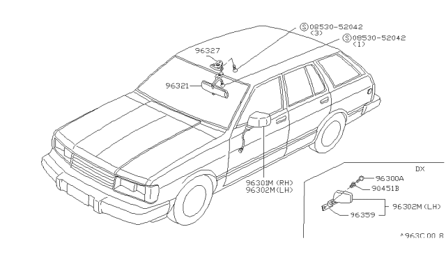 1984 Nissan Datsun 810 Rear View Mirror Diagram 2