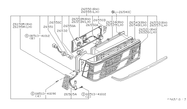 1982 Nissan Datsun 810 Len & Housing RH Diagram for 26552-W3000