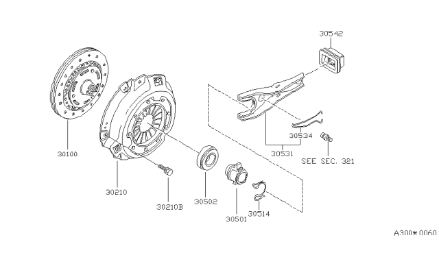 1980 Nissan Datsun 810 Clutch Disc Diagram for 30100-V2200