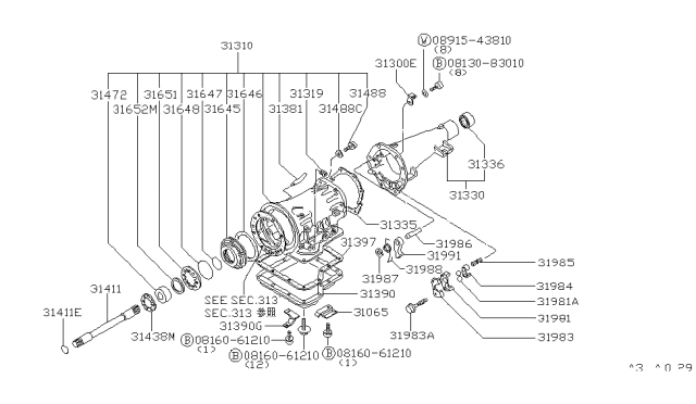 1981 Nissan Datsun 810 Torque Converter,Housing & Case Diagram 2