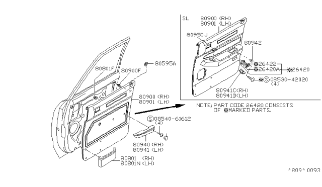 1981 Nissan Datsun 810 ARMREST-LH-BRN Diagram for 80946-W3501