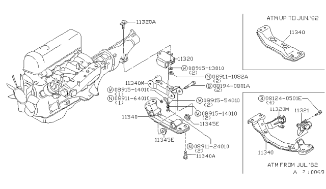 1983 Nissan Datsun 810 Engine Mounting Insulator, Rear Right Diagram for 11322-W4300