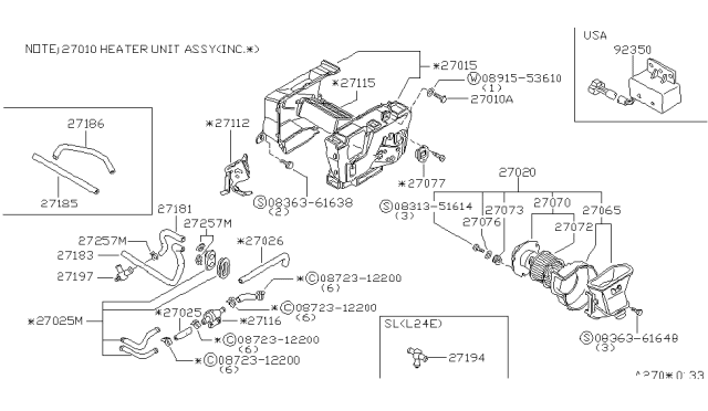 1982 Nissan Datsun 810 Blower Assembly Diagram for 27200-W2101
