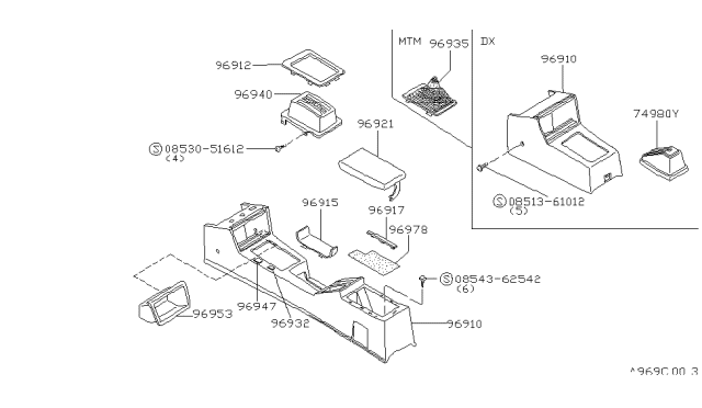 1981 Nissan Datsun 810 Console Box Diagram