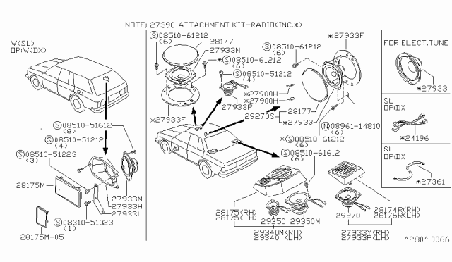1982 Nissan Datsun 810 Leather Speaker Kit Diagram for 28156-N9400