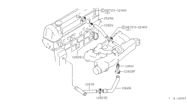 1982 Nissan Datsun 810 Blow-By Gas Hose Diagram for 11828-W2500