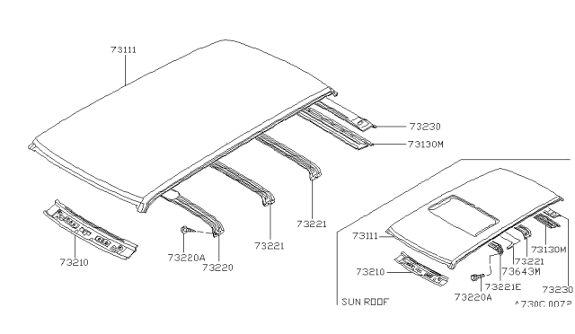 1981 Nissan Datsun 810 Roof Panel & Fitting Diagram 2