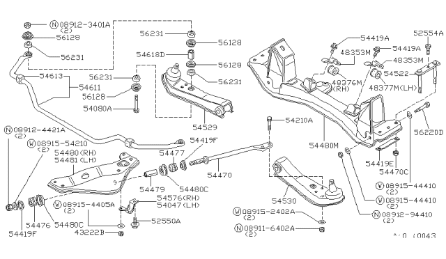 1984 Nissan Datsun 810 Bracket Tension Rd Diagram for 54480-W2401