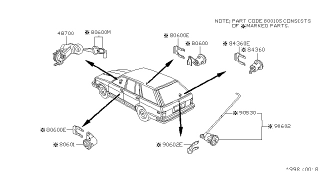 1981 Nissan Datsun 810 Cylinder Door Diagram for 80601-W1025