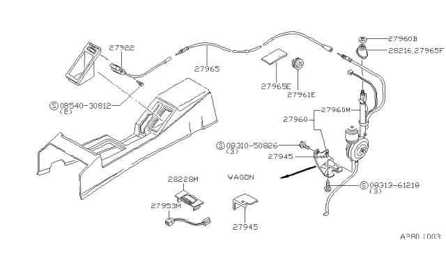 1982 Nissan Datsun 810 Base Antenna Cap Diagram for 28218-W1300