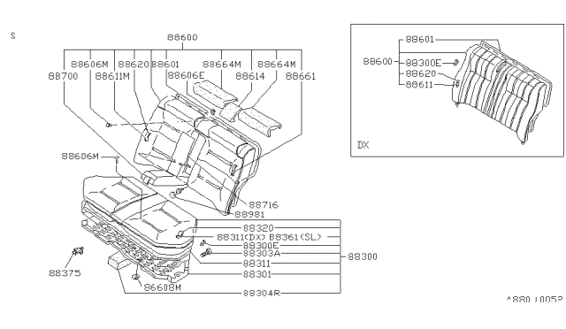 1980 Nissan Datsun 810 Rear Seat Diagram 1