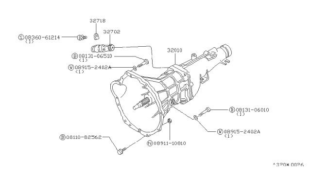 1983 Nissan Datsun 810 Manual Transmission, Transaxle & Fitting Diagram