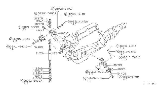 1983 Nissan Datsun 810 Engine Mounting Bracket, Right Diagram for 11232-F5101