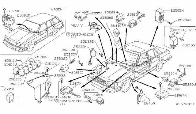 1983 Nissan Datsun 810 Bracket Assembly-Relay Diagram for 25237-F5001