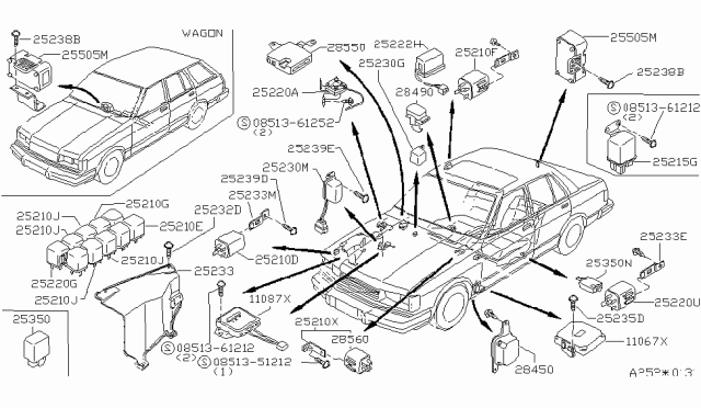 1983 Nissan Datsun 810 Bracket Relay Glow Diagram for 25237-W2501