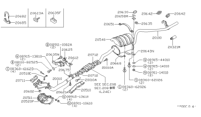 1980 Nissan Datsun 810 U Bolt Clamp Diagram for 20680-W1200