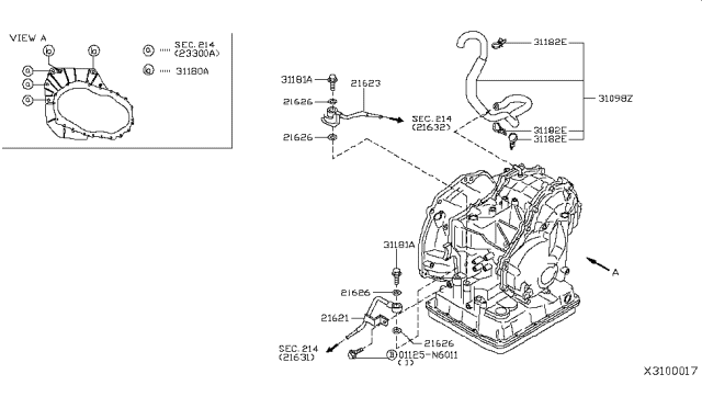 2008 Nissan Versa Auto Transmission,Transaxle & Fitting Diagram 5