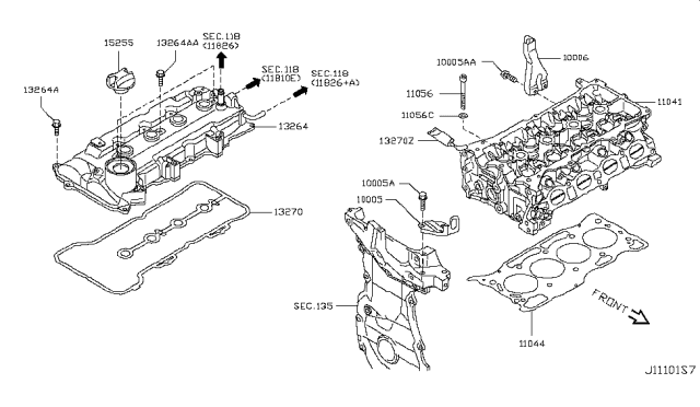 2011 Nissan Versa Cover Assembly - Valve Rocker Diagram for 13264-5H70A