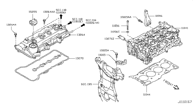 2011 Nissan Versa Cylinder Head Diagram for 11040-5H70A