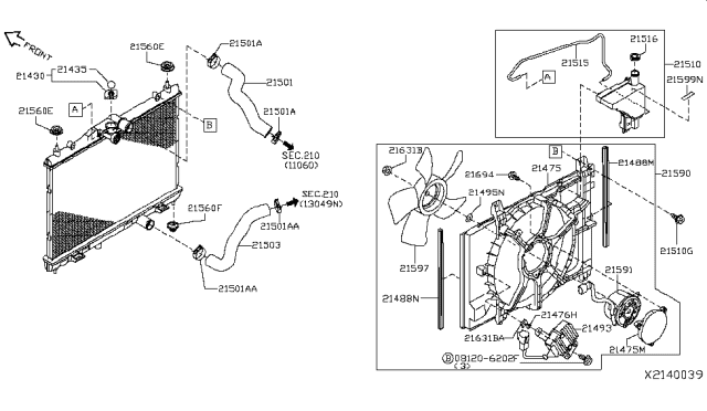 2011 Nissan Versa Sedan Radiator,Shroud & Inverter Cooling Diagram 2
