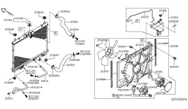 2011 Nissan Versa Sedan Radiator,Shroud & Inverter Cooling Diagram 3