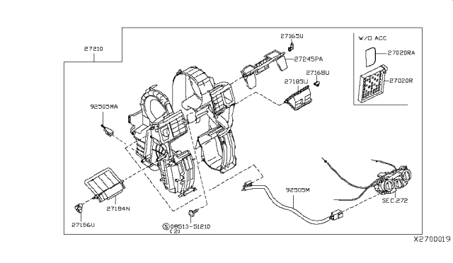 2011 Nissan Versa Cover Diagram for 92560-EL01B