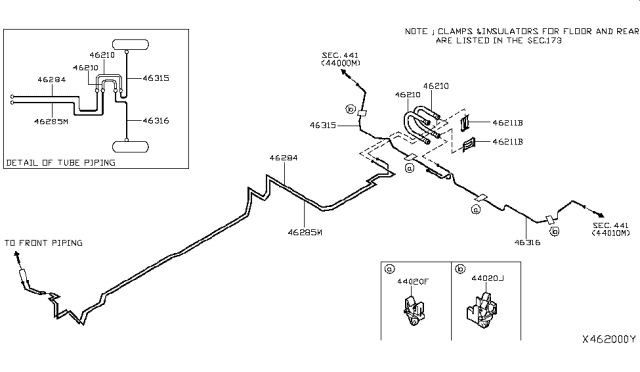 2011 Nissan Versa Sedan Brake Piping & Control Diagram 8