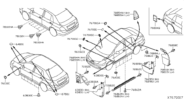2007 Nissan Versa Sedan Body Side Fitting Diagram