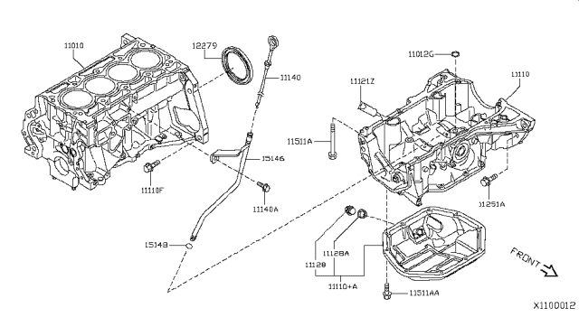 2011 Nissan Versa Sedan Cylinder Block & Oil Pan Diagram 2