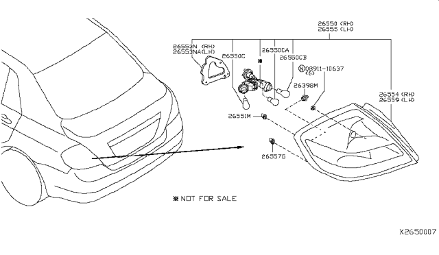 2008 Nissan Versa Lamp Assembly-Rear Combination,LH Diagram for 26555-EL30A