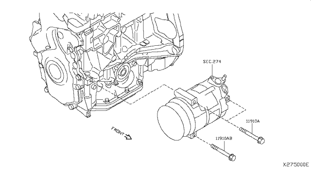 2007 Nissan Versa Sedan Compressor Mounting & Fitting Diagram