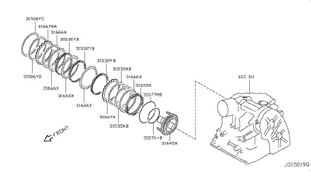 2009 Nissan Versa Clutch & Band Servo Diagram 2