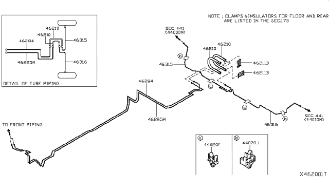 2011 Nissan Versa Sedan Brake Piping & Control Diagram 6