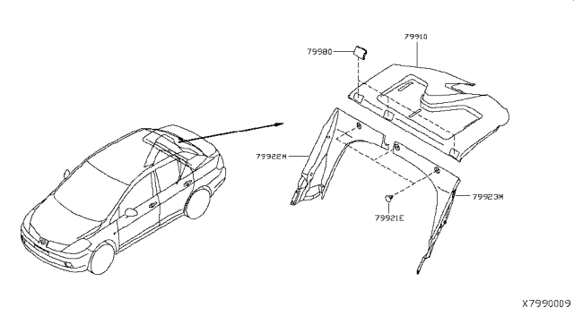 2008 Nissan Versa Finisher-Rear Parcel Shelf Diagram for 79910-EM10B