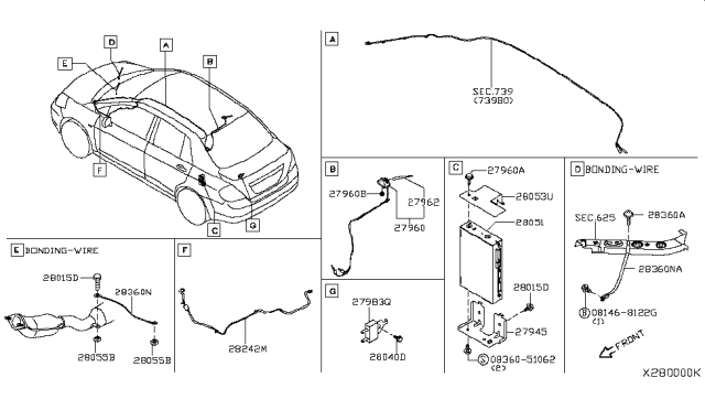 2007 Nissan Versa Antenna Diagram for 28208-EM32D