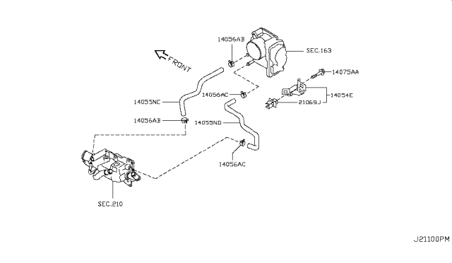 2010 Nissan Versa Sedan Water Hose & Piping Diagram 2