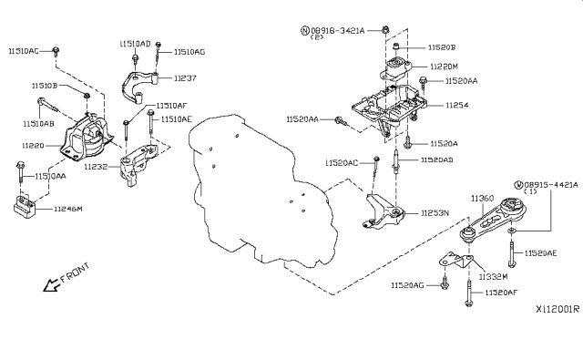 2010 Nissan Versa Engine & Transmission Mounting Diagram 3