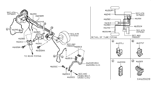 2011 Nissan Versa Sedan Brake Piping & Control Diagram 1