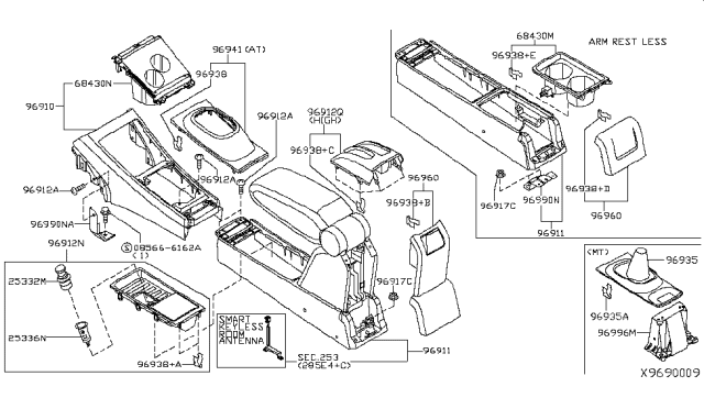 2010 Nissan Versa Mask-Console Diagram for 96917-EL01B