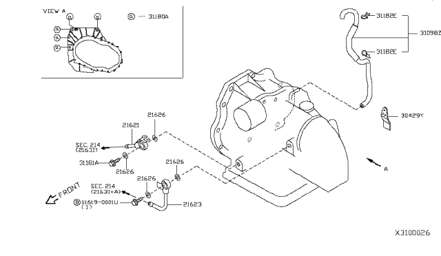 2011 Nissan Versa Sedan Auto Transmission,Transaxle & Fitting Diagram 3