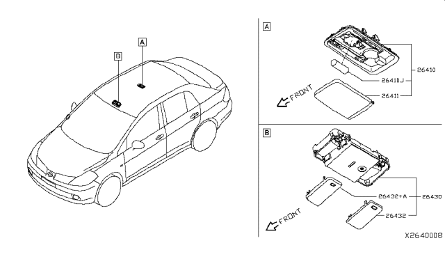 2011 Nissan Versa Lens-Map Lamp Diagram for 26442-EW00A