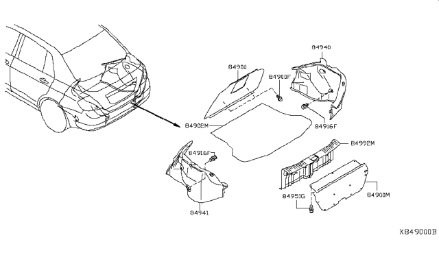 2007 Nissan Versa Finisher-Trunk Lid Diagram for 84966-EL10A